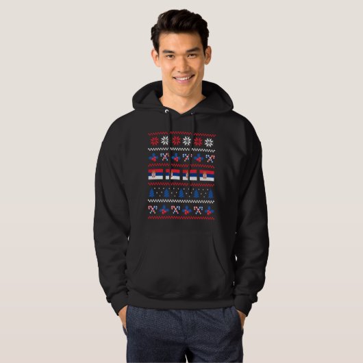 Ugandee kerstkeuken Servië vlag, Amerikaanse halve Hoodie (Voorkant volledig)