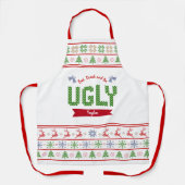 Ugandee kerstSweater Nordic Red Green Knit Name Schort (Voorkant)