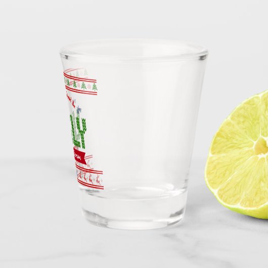 Ugandee kerstSweater Nordic Red Green Knit Name Shot Glas (Rechts)