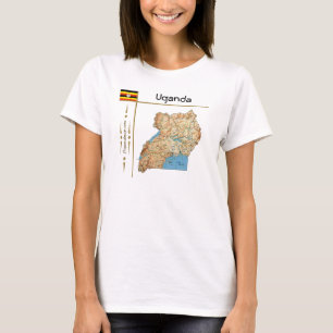 Ugandese kaart + vlag + titel T-shirt