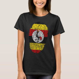 Ugandese Roots Vingerafdruk Dames Grafische T-shir T-shirt