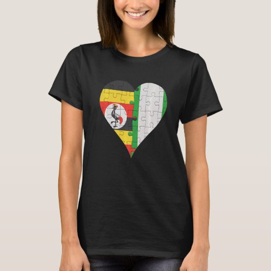 Ugandese vlag Heart T-shirt (Voorkant)