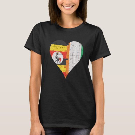 Ugandese vlag Heart T-shirt (Voorkant)