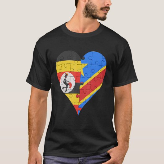 Ugandese vlag Heart T-shirt (Voorkant)