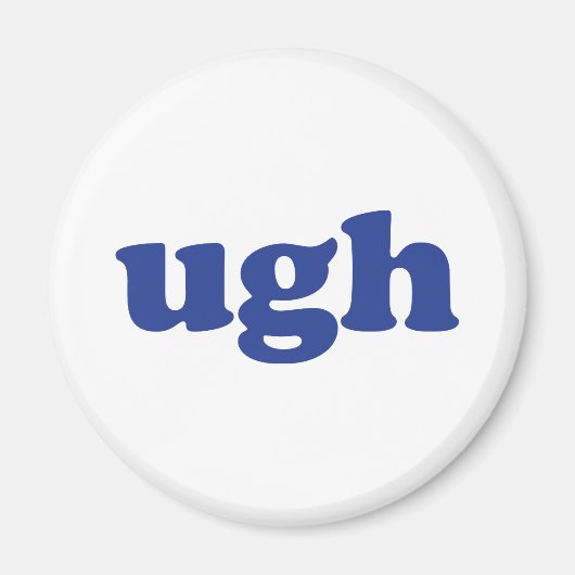 "Ugh" blauwe letters wit Magneet (Voorkant)