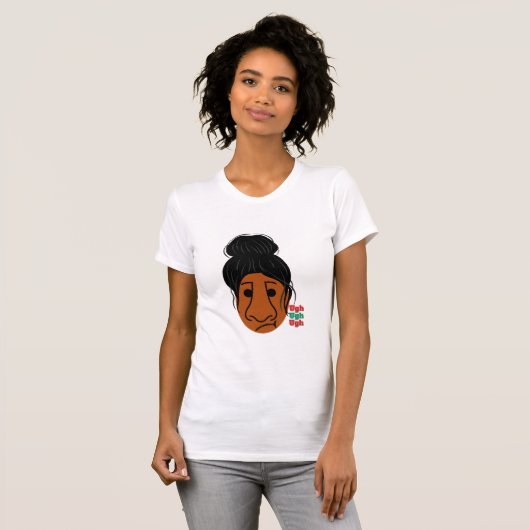 Ugh Face Funny Expression Cartoon ontwerp T-shirt (Voorkant volledig)