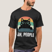 Ugh Mensen Black Cat Retro Style Anti Social Intro T-shirt (Voorkant)