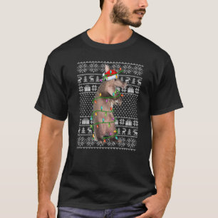 Ugige Sweater Style Xmas Licht Santa Aardvark Chri T-shirt