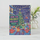 Ugliest Holiday Fest Ugly Sweater Party Vibrant  Kaart (Staand voorkant)