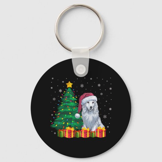 Ugly Akbash Santa Hat Christmas Lights Hondenliefh Sleutelhanger (Voorkant)