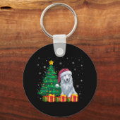 Ugly Akbash Santa Hat Christmas Lights Hondenliefh Sleutelhanger (Voorkant)