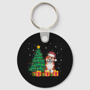 Ugly Akita Santa Hat Christmas Lights Hondenliefhe Sleutelhanger
