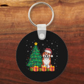 Ugly Akita Santa Hat Christmas Lights Hondenliefhe Sleutelhanger (Voorkant)