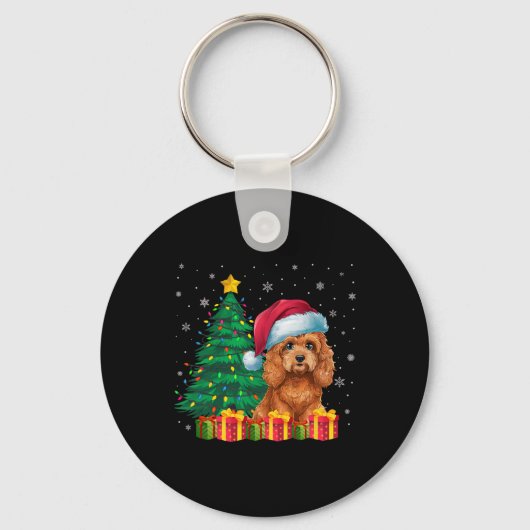 Ugly Apoo Santa Hat Christmas Lights Hondenliefheb Sleutelhanger (Voorkant)