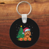 Ugly Apoo Santa Hat Christmas Lights Hondenliefheb Sleutelhanger (Voorkant)