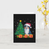 Ugly Australian Shepherd Kerstman Hoed Kerstlicht Kaart (Gele Bloem)