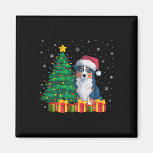 Ugly Australian Shepherd Kerstman Hoed Kerstlicht Magneet