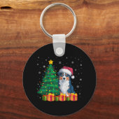 Ugly Australian Shepherd Kerstman Hoed Kerstlicht Sleutelhanger (Voorkant)