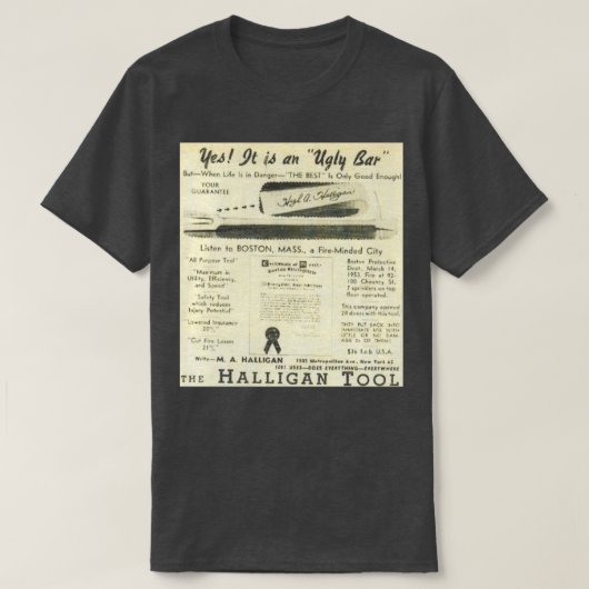 Ugly Bar Halligan-tooladvertentie T-shirt (Design voorkant)