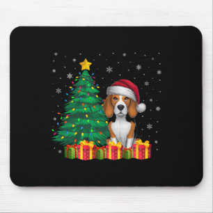 Ugly Beagle Santa Hat Christmas Lights Hondenliefh Muismat