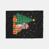 Ugly Bengal Tiger Santa Hat Christmas Tree Lights  Fleece Deken (Voorkant (Horizontaal))
