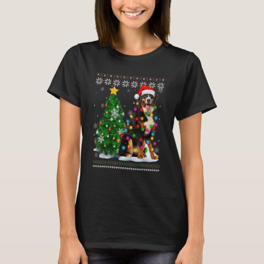 Ugly Bernese Mountain Dog Santa Hat kerstboom T-shirt (Voorkant)