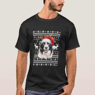 Ugly Border collie Kerstmisverlichting hond Xmas T-shirt