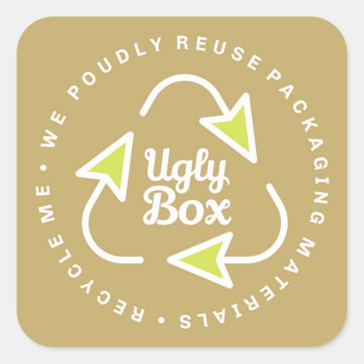Ugly Box Recycled Packaging Sticker Brown & Limoen (Voorkant)