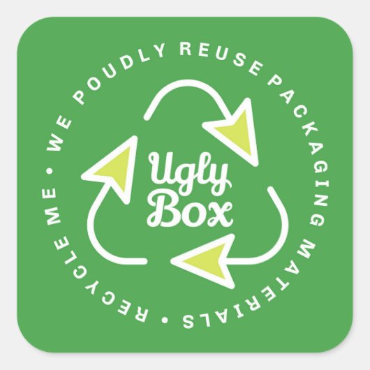 Ugly Box Recycled Packaging Sticker Green & Limoen (Voorkant)