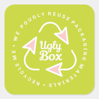 Ugly Box Recycled Packaging Sticker Limoen & Roze