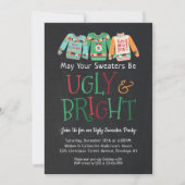 Ugly Bright Sweater Chalkboard Kerstvakantie Kaart (Voorkant)