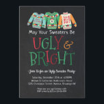 Ugly Bright Sweater Chalkboard Kerstvakantie Kaart<br><div class="desc">Ugly Bright Sweater Chalkboard Kerstfeest Uitnodiging</div>
