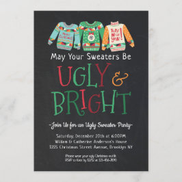 Ugly Bright Sweater Chalkboard Kerstvakantie Kaart