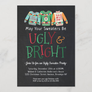 Ugly Bright Sweater Chalkboard Kerstvakantie Kaart
