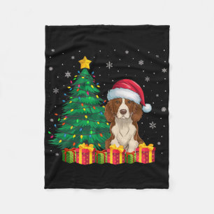 Ugly Brittany Spaniel Santa Hat Christmas Lights D Fleece Deken