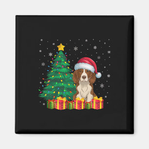Ugly Brittany Spaniel Santa Hat Christmas Lights D Magneet
