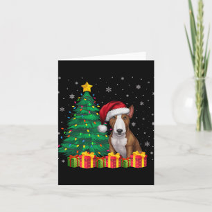 Ugly Bull Terrier Kerstmuts Kerstverlichting Hond Kaart