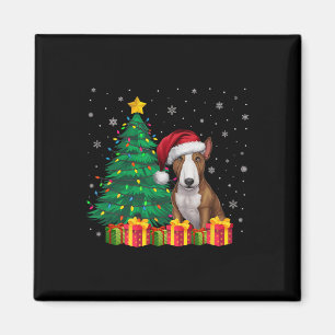 Ugly Bull Terrier Kerstmuts Kerstverlichting Hond  Magneet