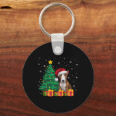 Ugly Bull Terrier Kerstmuts Kerstverlichting Hond Sleutelhanger (Voorkant)