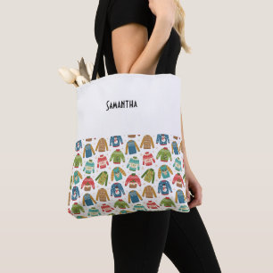 Ugly but Cute Ugly KerstSweaters Holiday Name Tote Bag