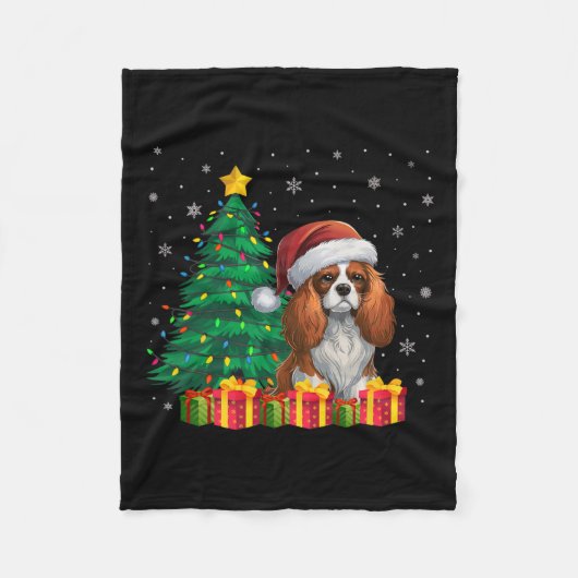 Ugly Cavalier King Charles Spaniel Santa Hat Xmas Fleece Deken (Voorkant)