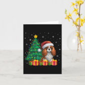 Ugly Cavalier King Charles Spaniel Santa Hat Xmas Kaart (Gele Bloem)