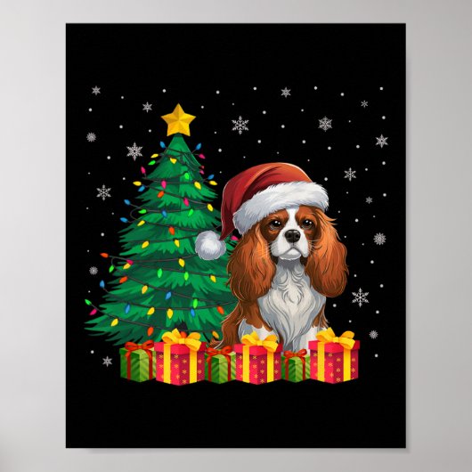 Ugly Cavalier King Charles Spaniel Santa Hat Xmas Poster (Voorkant)