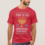 Ugly Chanukah Pajama This Is My Hanukkah Pajamakah T-shirt<br><div class="desc">Ugly Chanukah Pajama This Is My Hanukkah Pajamakah Menorah.</div>