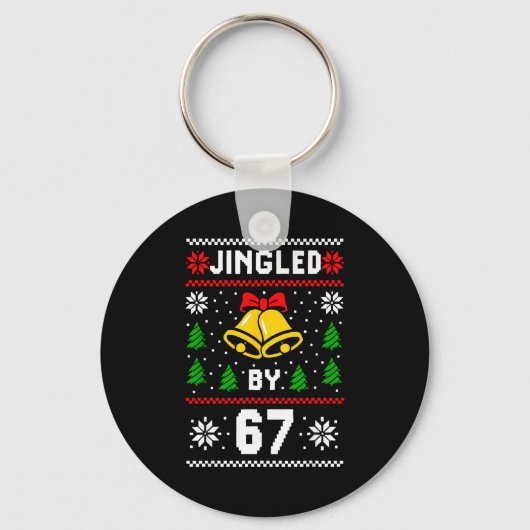 Ugly Christmas 67 Meme Design Funny Six Seven Hand Sleutelhanger (Voorkant)