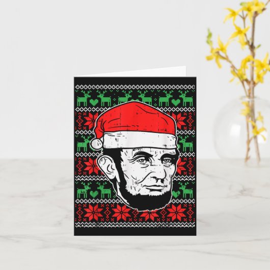 Ugly Christmas Abe Shirt Abraham Lincoln Santa Pat Kaart (Gele Bloem)