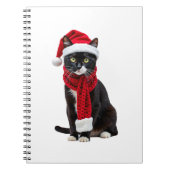 Ugly Christmas Black Cat Santa Hat Scarf Holiday C Notitieboek (Voorkant)