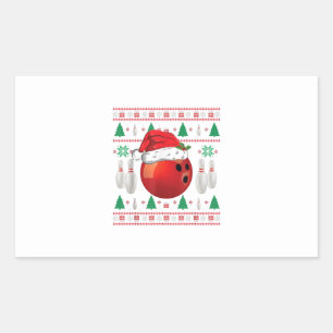 Ugly Christmas Bowling Shirt Gift Boys Kids Ball Rechthoekige Sticker