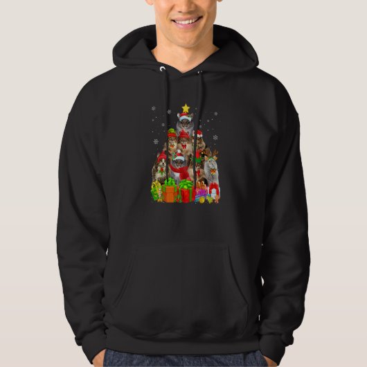 Ugly Christmas Cat Tree  Norwegian Forest Cat Xmas Hoodie (Voorkant)