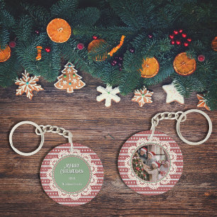 Ugly Christmas Chic op rode basis Circle Sleutelhanger